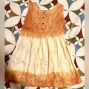 Boho 70s inspired orange and yellow floral tie-dye dress. Brand Gypsy Rose